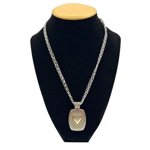 Brighton Reversible Double Face Silver/Gold Heart Pendant - Picture 1 of 6